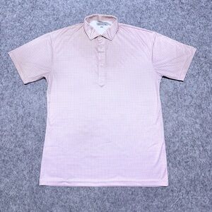 Collars & Co Dress Collar Polo Mens Large Pink White Gingham Check Spread Shirt